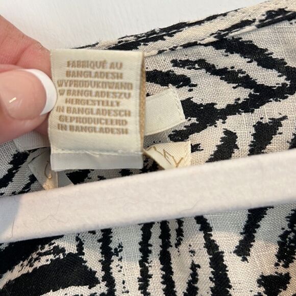 Cynthia Rowley 100% Linen Black & white Zebra animal print tunic blouse women 3X - Picture 9 of 15
